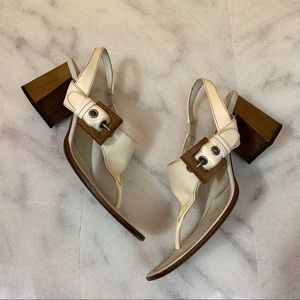 prada • ‘00s vintage wood block heel sandals 37